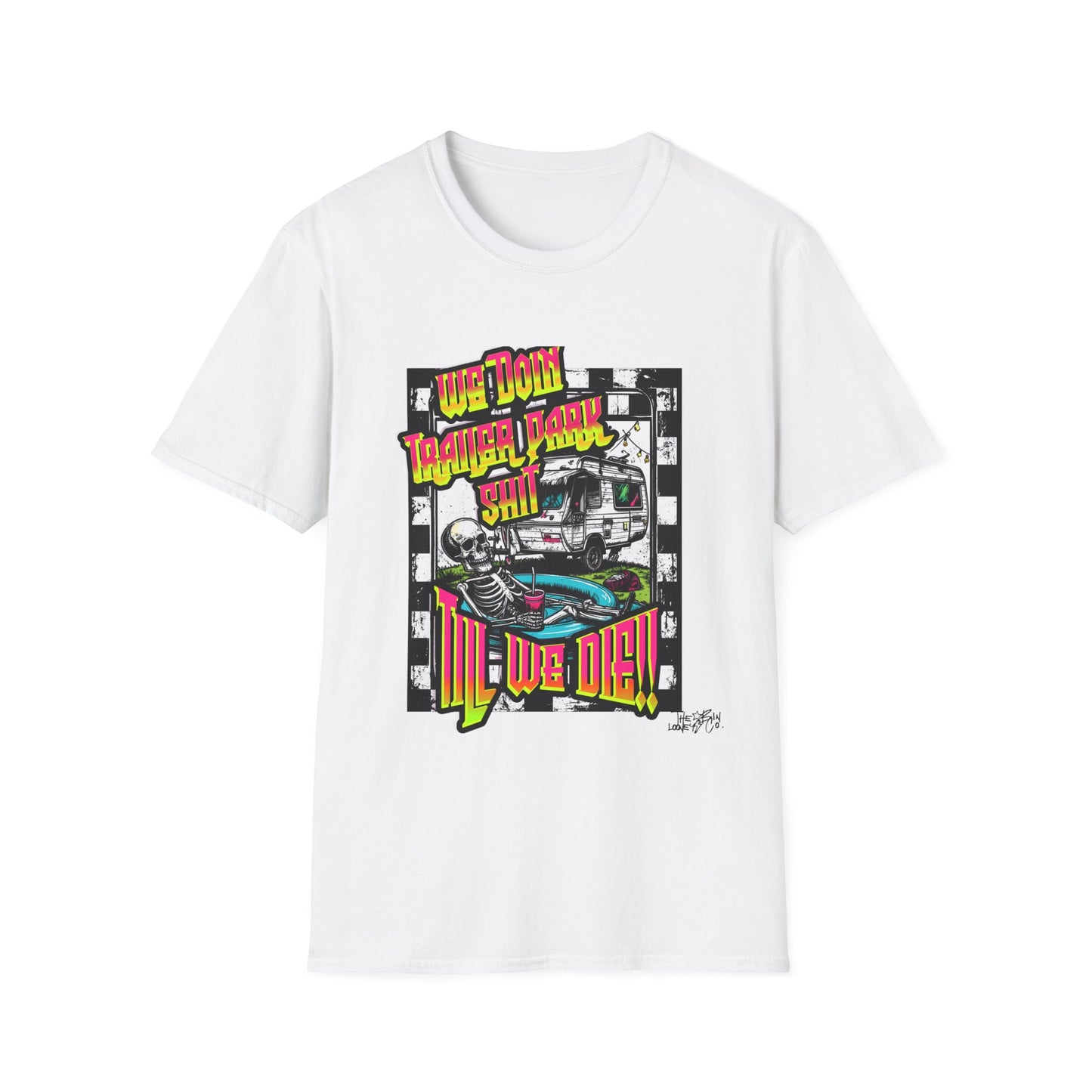 Skull Muscle Car Racing T-Shirt | Retro Hot Rod Checkerboard