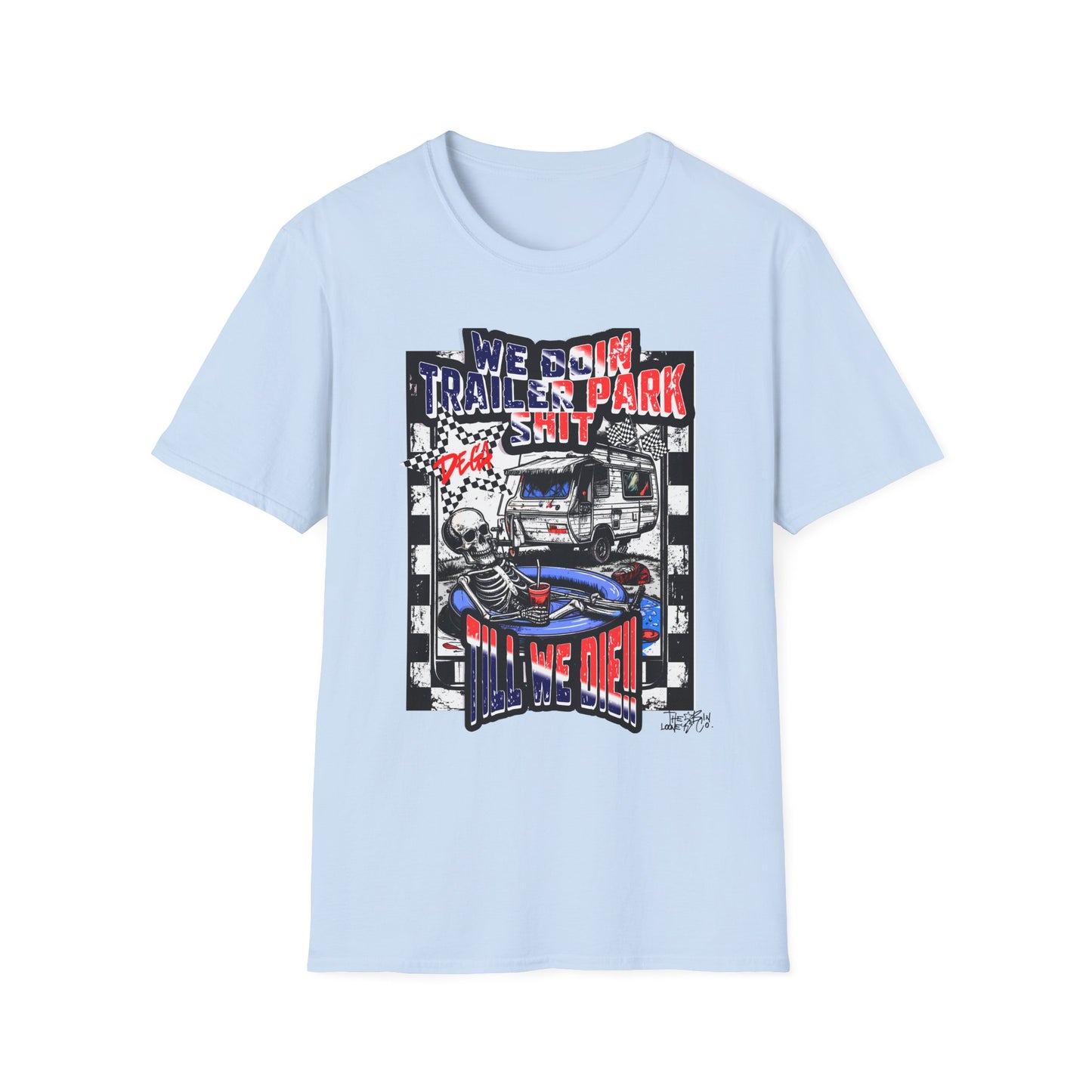 Dega Ready" Patriotic RV Skeleton Tee | Red White & Blue Trailer Park Sh*t Graphic