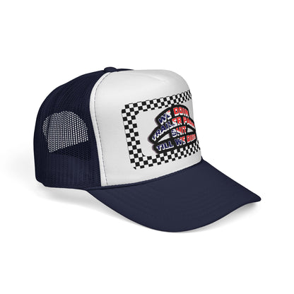 Trailer Park Trucker Hat With Checkerboard Mesh Back Cap