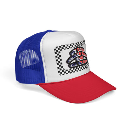 Trailer Park Trucker Hat With Checkerboard Mesh Back Cap