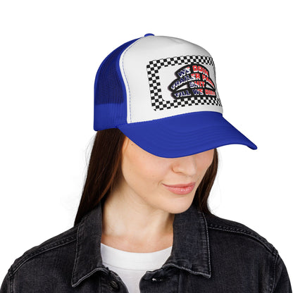 Trailer Park Sh*t" Retro Trucker Hat | Dega Ready Checkerboard Mesh Back Cap