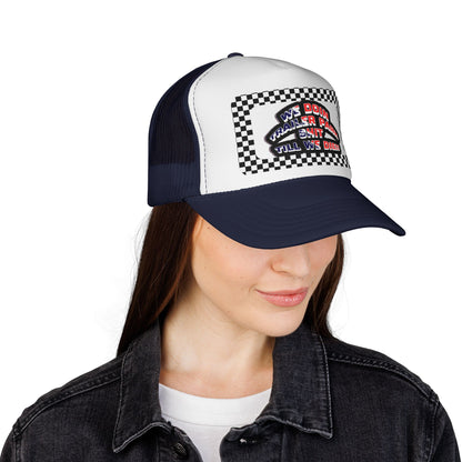 Trailer Park Trucker Hat With Checkerboard Mesh Back Cap