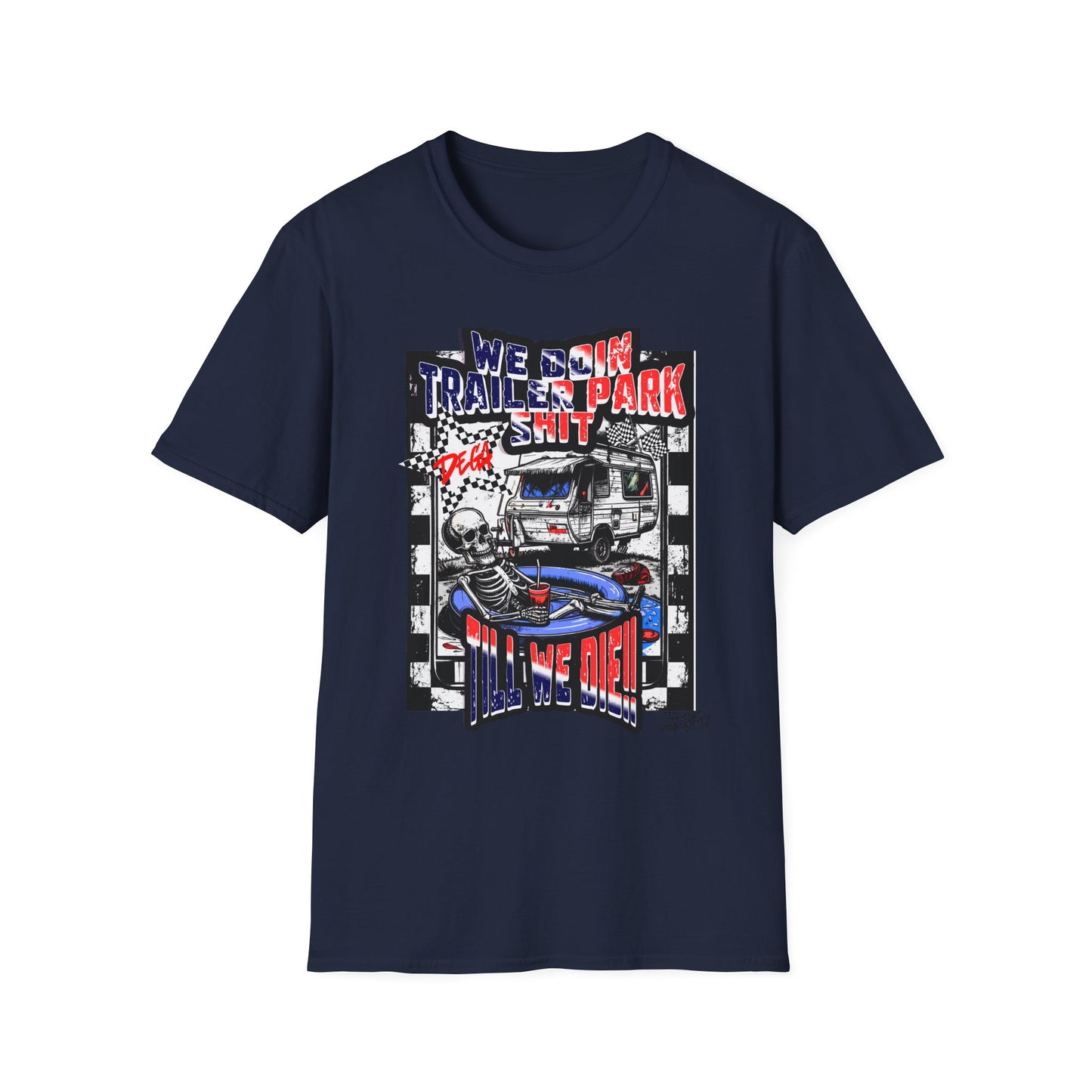 Dega Ready" Patriotic RV Skeleton Tee | Red White & Blue Trailer Park Sh*t Graphic
