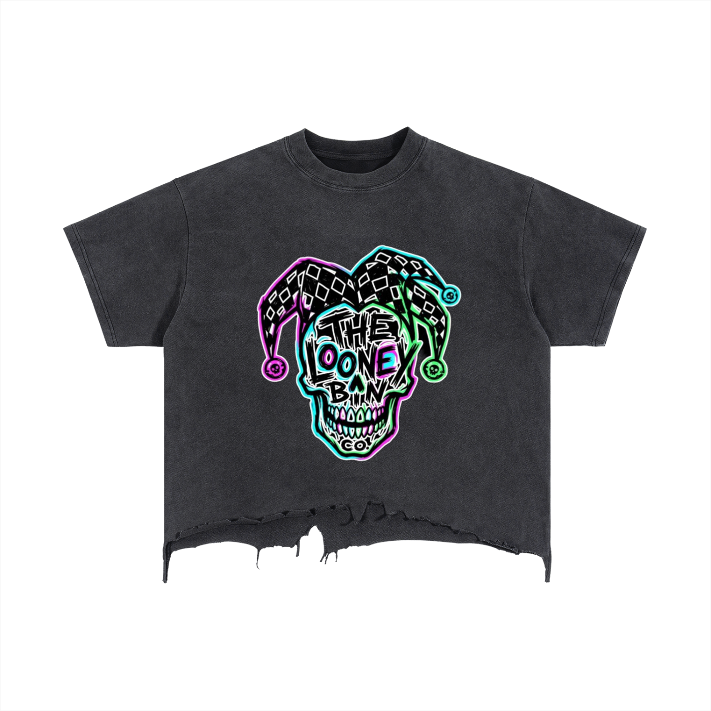 Neon goth,Neon Looney Bin,Neon,Edgy ,Grunge,Skull,Neon skull,Jester skull,Neon jester,Jester